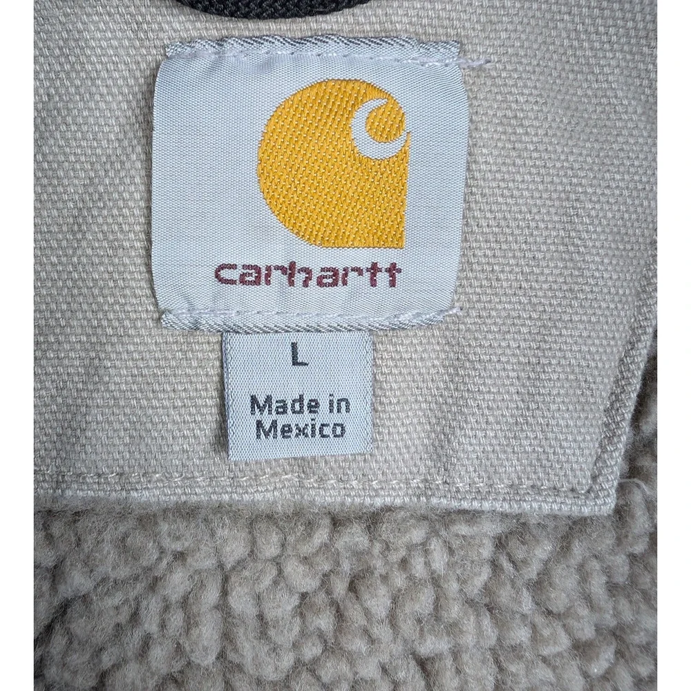 Carhartt Canvas Jacket Mens Large J284 MOD Green Workwear Utility Thrashed Lined